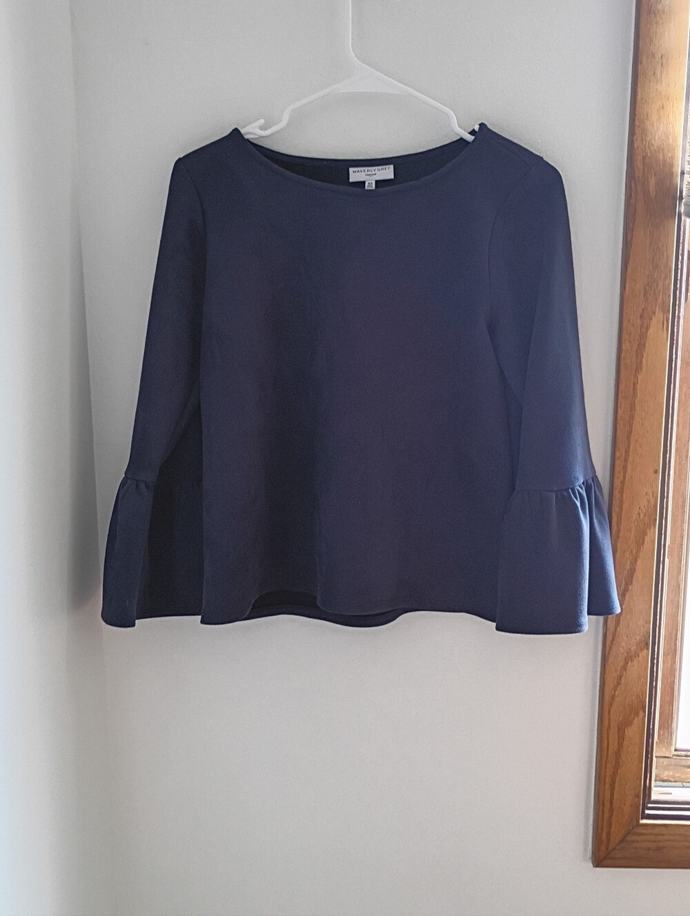 Waverly Grey Navy Bell Sleeve Blouse